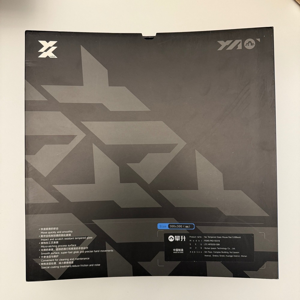 YAO Tempered Glass Mouse Pad 3.0 Smooth Super Fast Glide 300x300‎